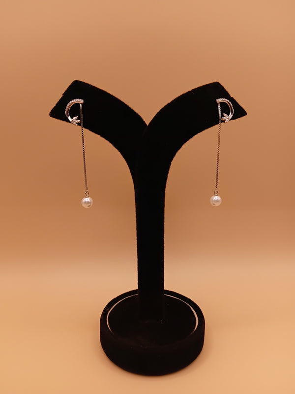 Elegant Silver Pearl Drop Earrings