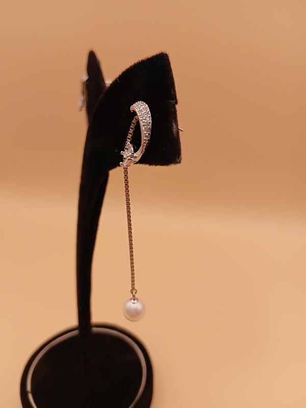 Elegant Silver Pearl Drop Earrings