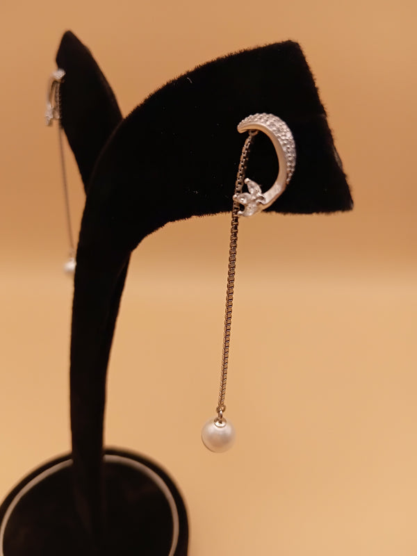 Elegant Silver Pearl Drop Earrings