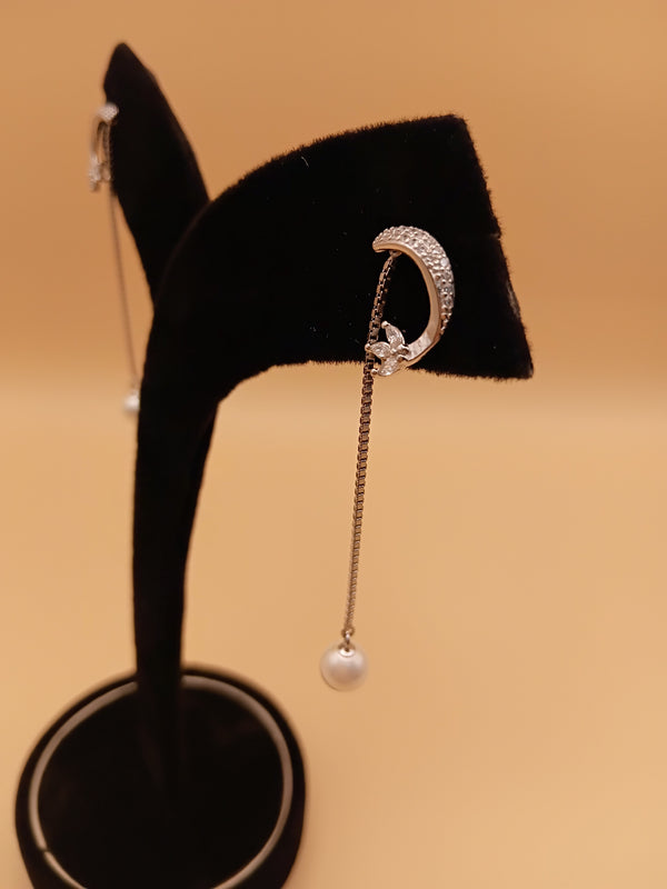 Elegant Silver Pearl Drop Earrings