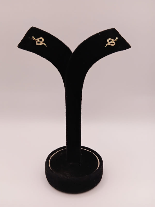 silver snake-design earrings