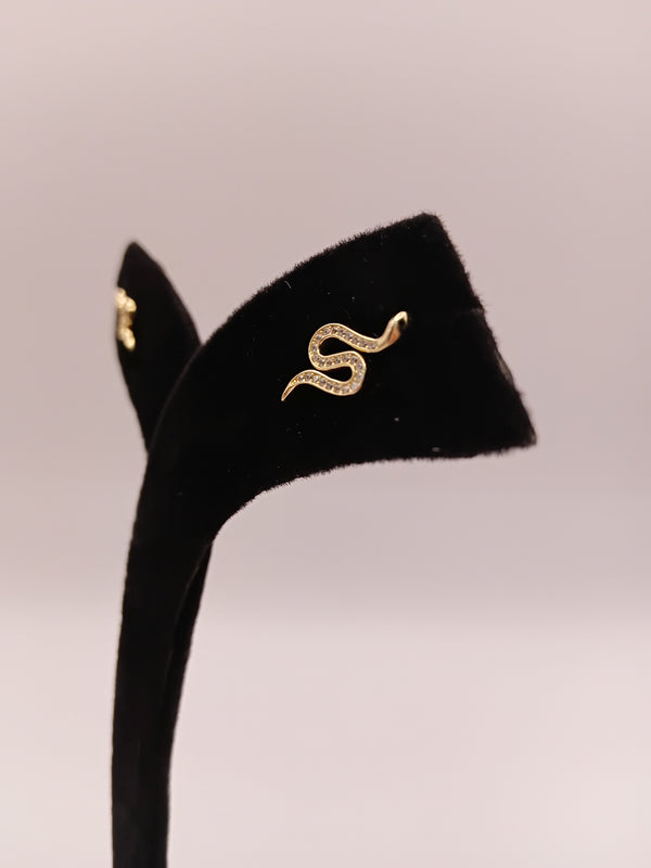 silver snake-design earrings