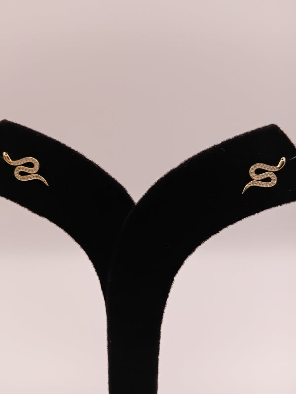 silver snake-design earrings