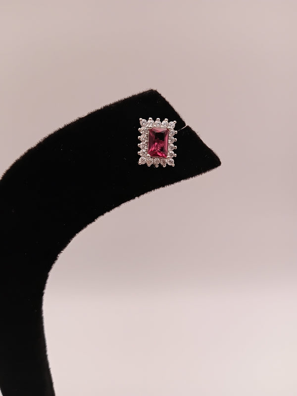 Pink stone stud earring