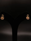 Floral stud earring with gold accents
