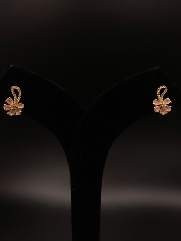 Floral stud earring with gold accents