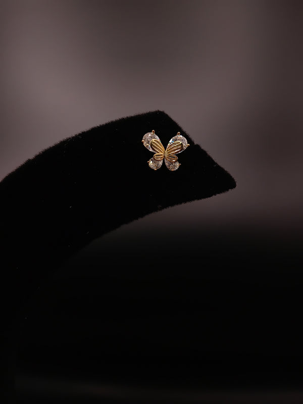 Golden butterfly stud earring