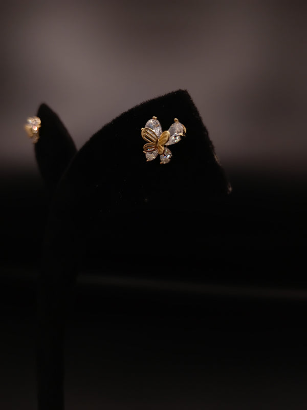 Golden butterfly stud earring