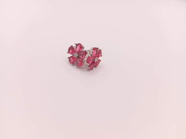 Floral pink stud earring