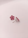 Floral pink stud earring