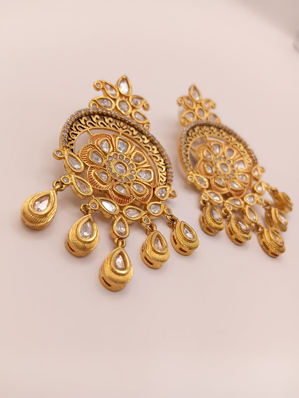 92.5 silver kundan earrings