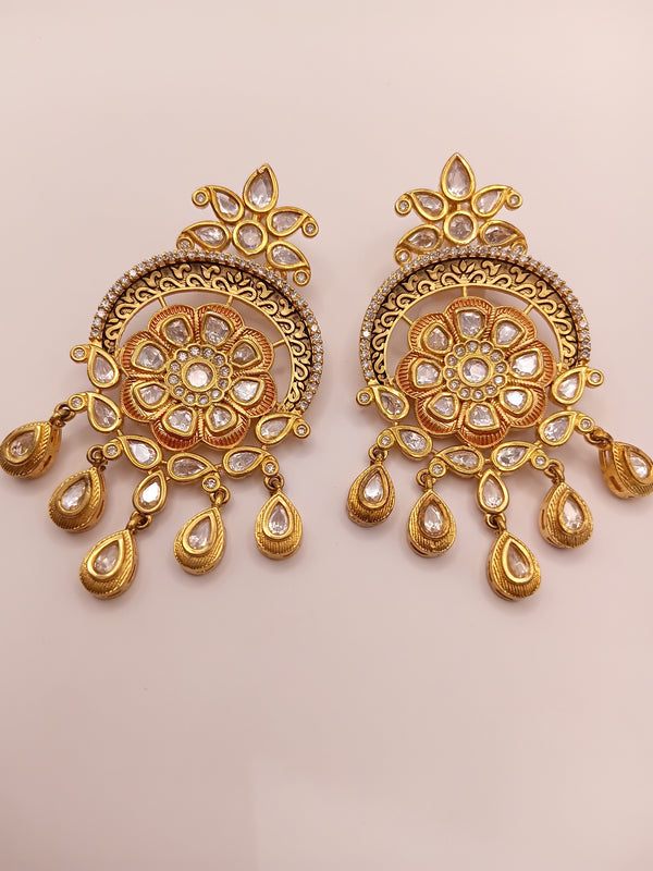 92.5 silver kundan earrings