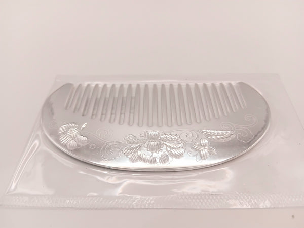 999 silver carved floral comb