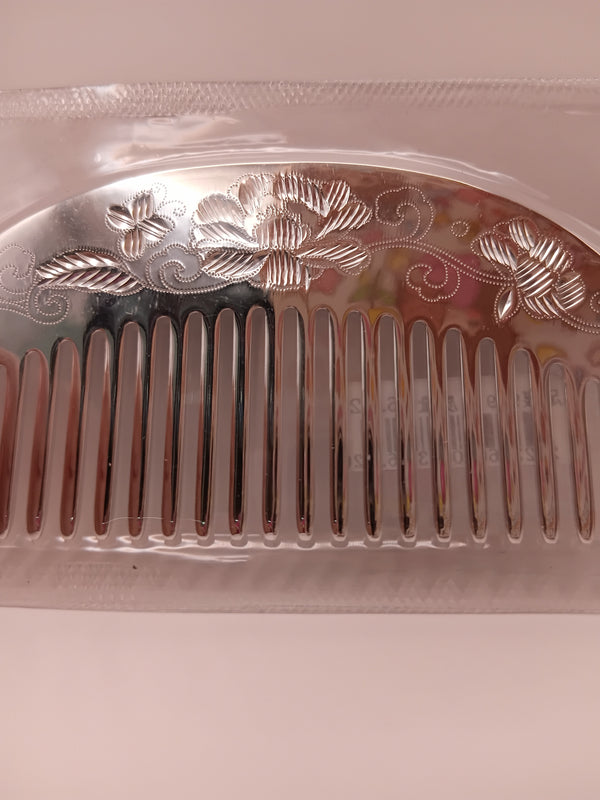 999 silver carved floral comb