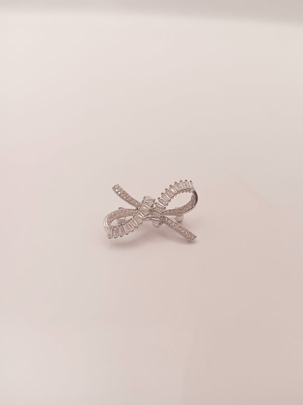 Radiant Silver Bow Brooch