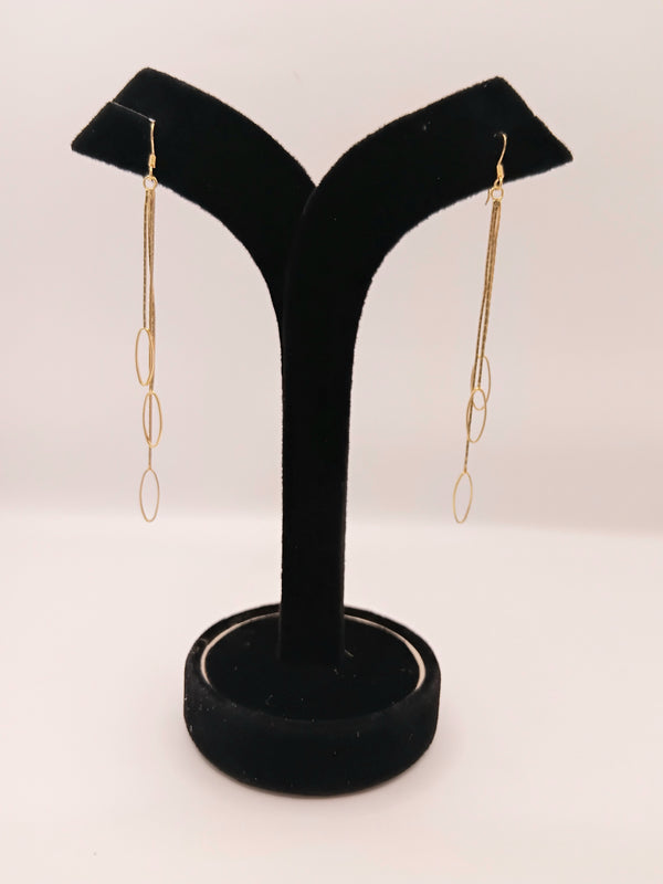 Elliptic shaped silver earrings