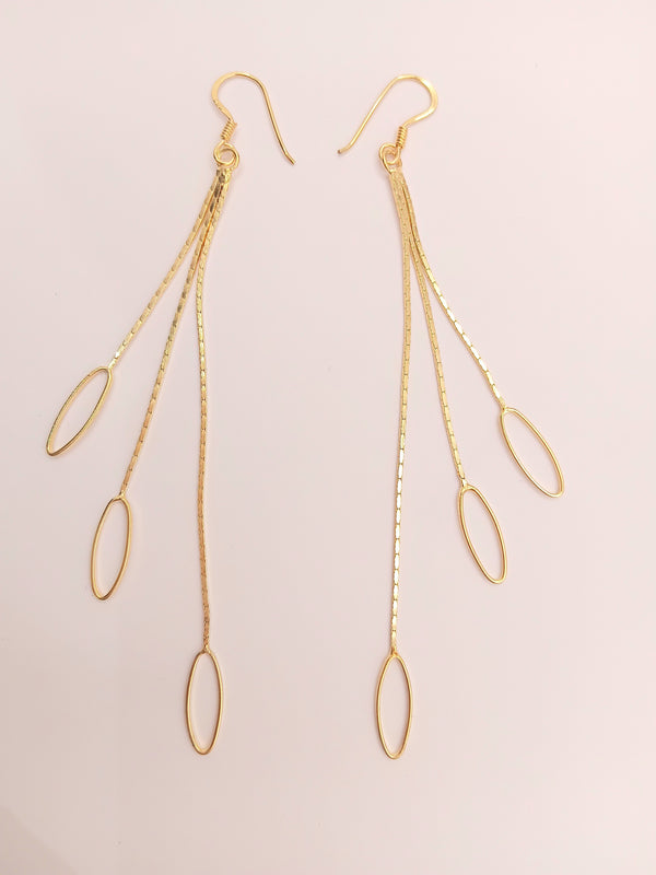 Elliptic shaped silver earrings