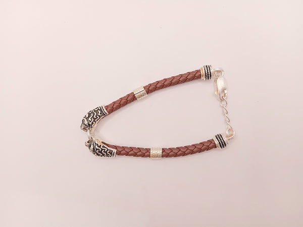Twin tigers silver bracelet