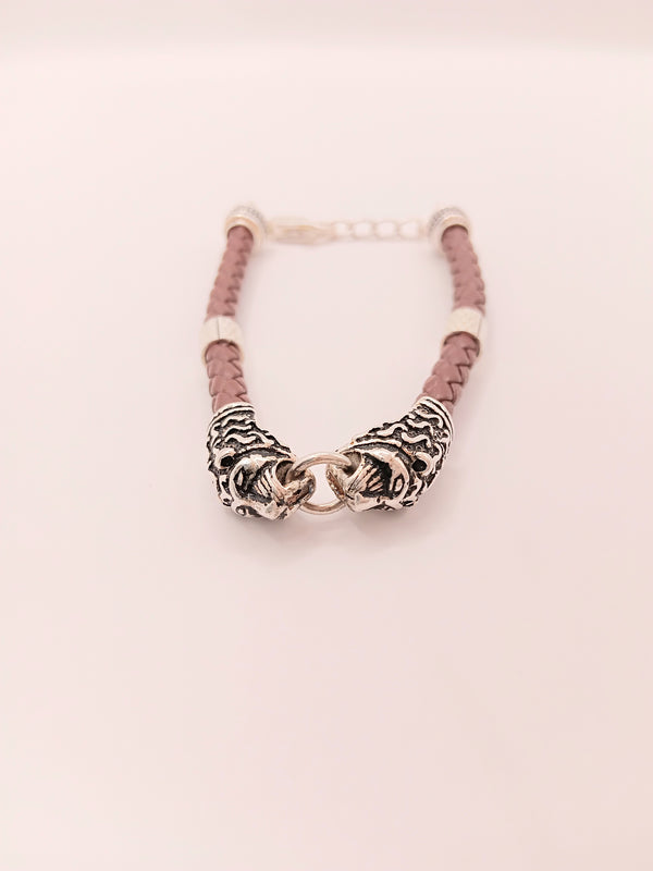 Twin tigers silver bracelet