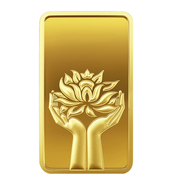 Gold 999.9 Minted Bar Lotus Certicard QR