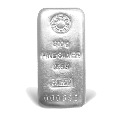 500 gm Silver (999.9+) Casted Bar