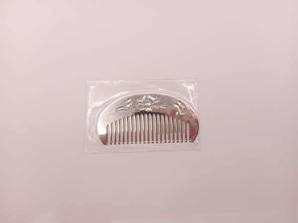 999 silver carved floral comb