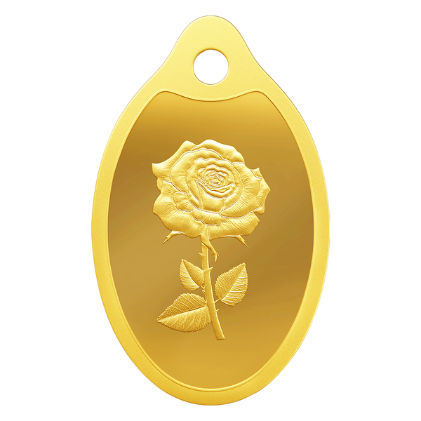 2 gm Gold 999.9 Minted Oval Coin New Rose Certicard